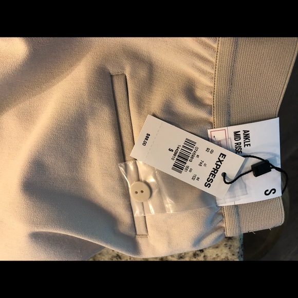 Express Khaki Ankle Mid-Rise Dress Pants - Picture 2 of 3